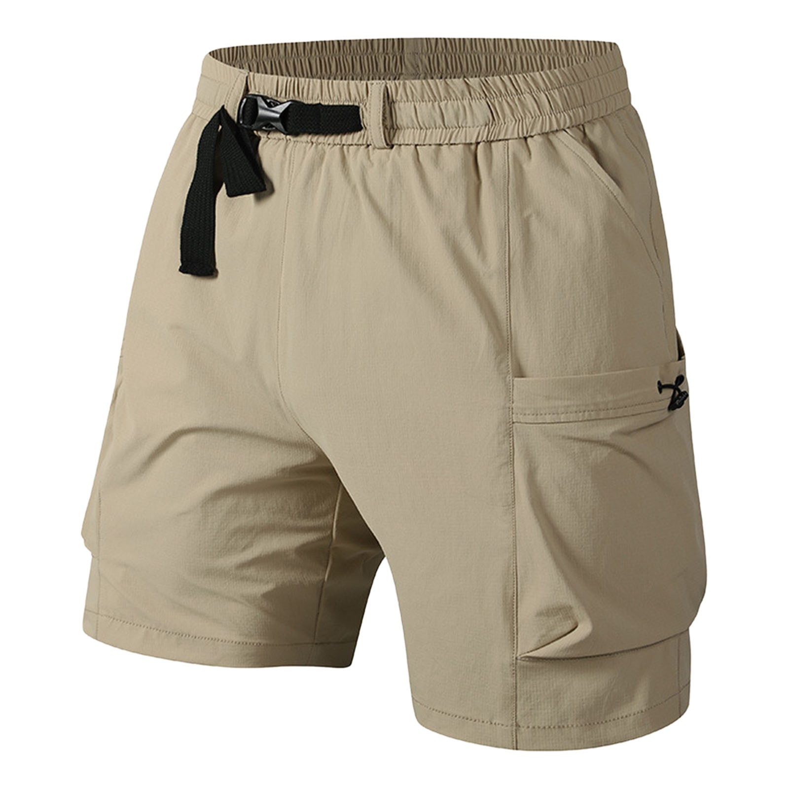 thumbnail image 4 of Pantalones cortos deportivos de secado rápido para hombre - Color liso transpirable - Poliéster, cintura elástica, tallas M-XXXXL, 4 of 5